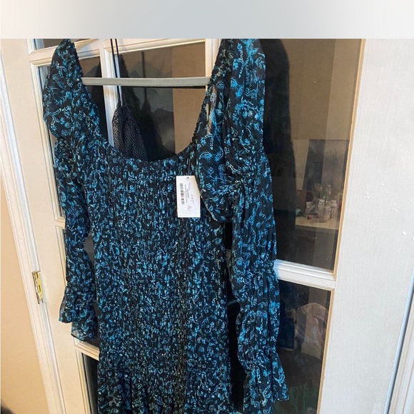 misa rashida Dresses & Skirts - Floral Blue and Black Dress - NWT